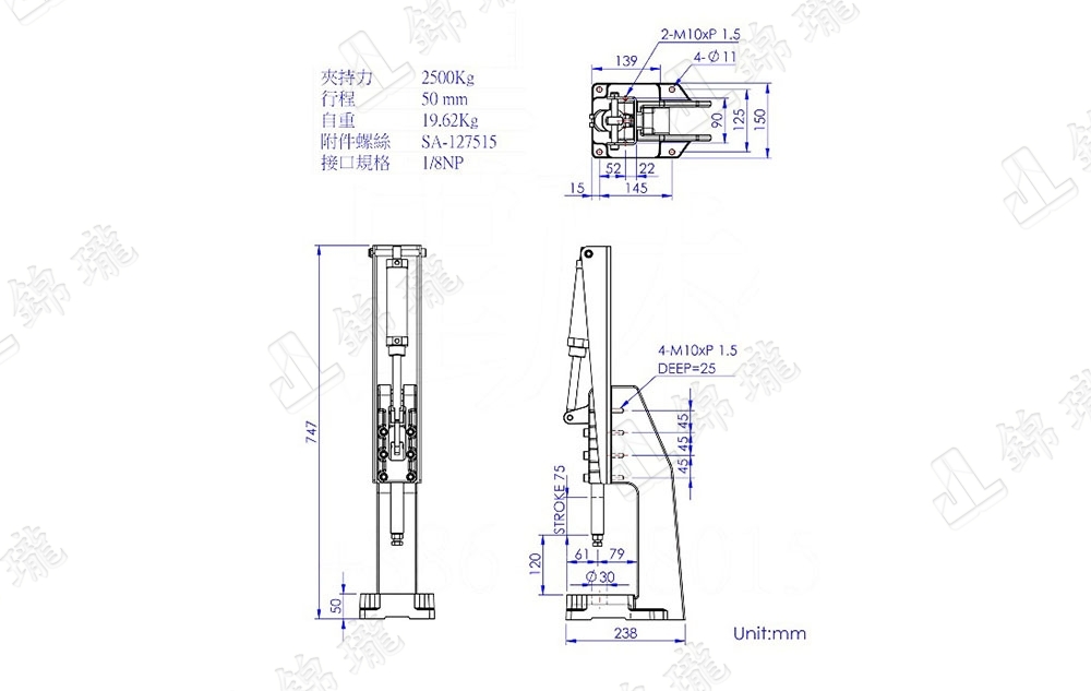 氣壓式夾具32500PRA