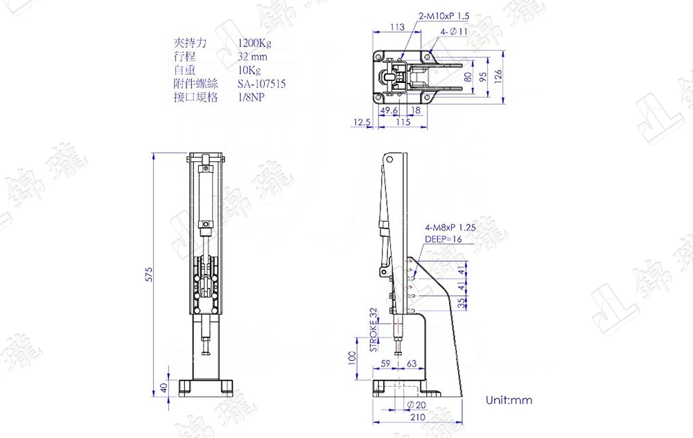 氣壓式夾具31200PRA