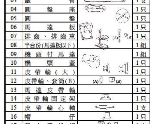 進益牌-攻牙機零件圖